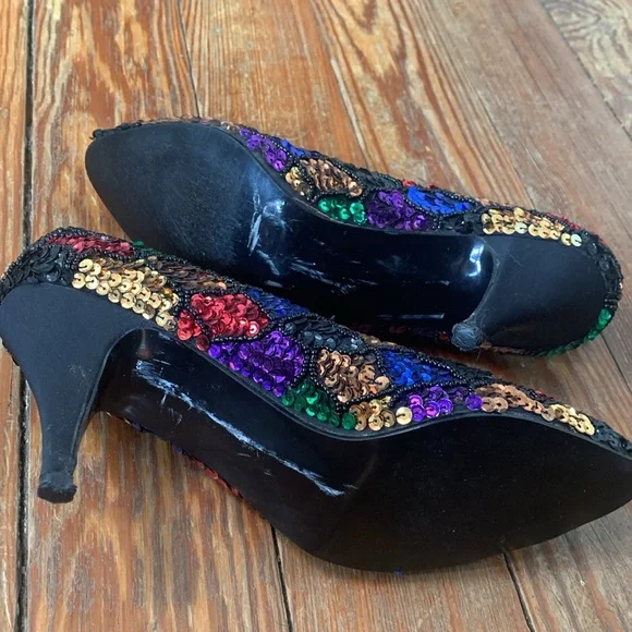 HI Steppers Sequined Heels - vintage 80’s-90’s - Picture 5 of 11